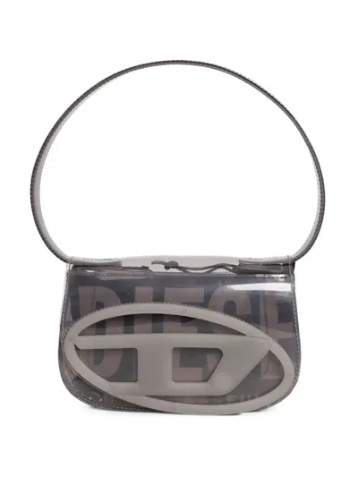 Diesel 1dr-iconic Shoulder Bag In Transparent Tpu In Gray