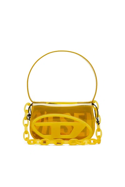 Diesel 1dr-iconic Shoulder Bag In Transparent Tpu In Yellow