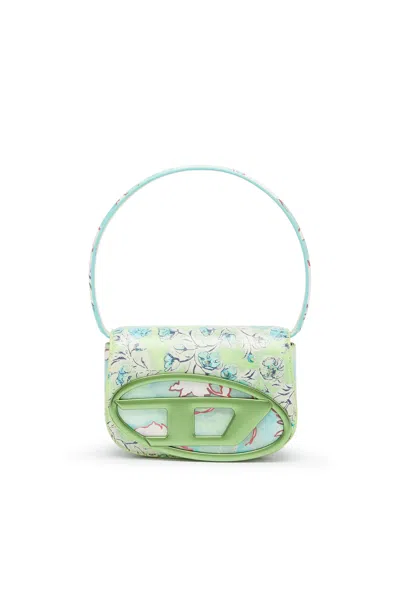 Diesel 1dr-iconic Shoulder Bag With Floral Print In Green