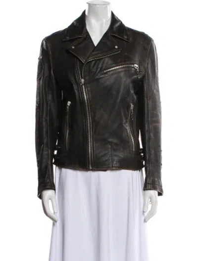 Pre-owned Diesel 2000's Leather Biker Jacket In Black