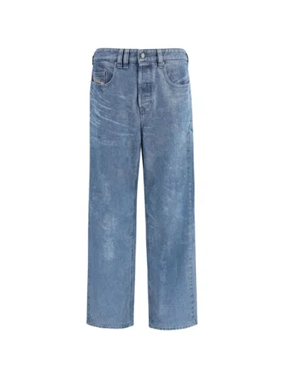 Diesel Straight-leg Denim Jeans With Vintage-inspired Wash In Blue