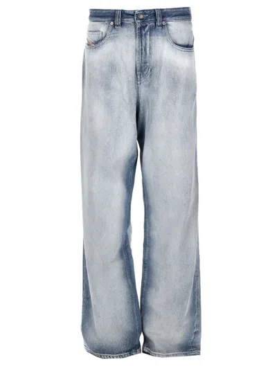Diesel 2001 D-macro-fsi2 Wide-leg Jeans In Blue