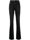 Diesel Faded Wash Flared Denim Trousers In Black