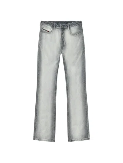 Diesel Men Grey Five-pocket Jeans With Faded Effect In Cotton Man In Black