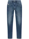 Diesel Slim-fit Distressed Denim Pants With Vintage Wash In Blue