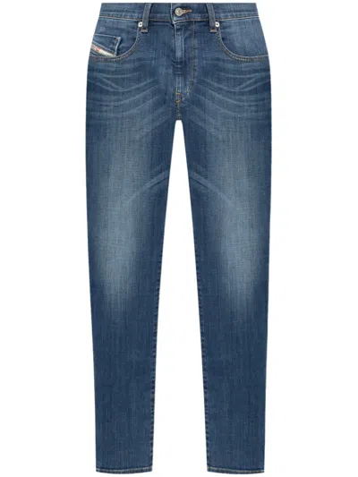 Diesel Slim-fit Distressed Denim Pants With Vintage Wash In Blue