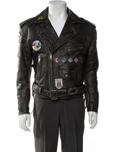 Pre-owned Diesel 2019 Leather Moto Jacket W/ Tags In Black