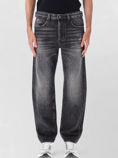 Diesel Faded Black Straight-leg Denim Jeans With Classic 5-pocket Design In Multi
