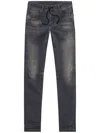Diesel Krooley Mid-rise Tapered Jeans In Black