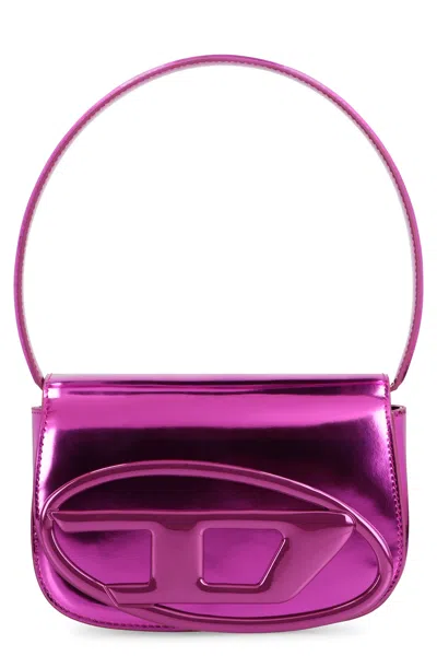 Diesel 20.5 Cm Metallic Leather Mini Shoulder Handbag With Oval D Logo In Pink