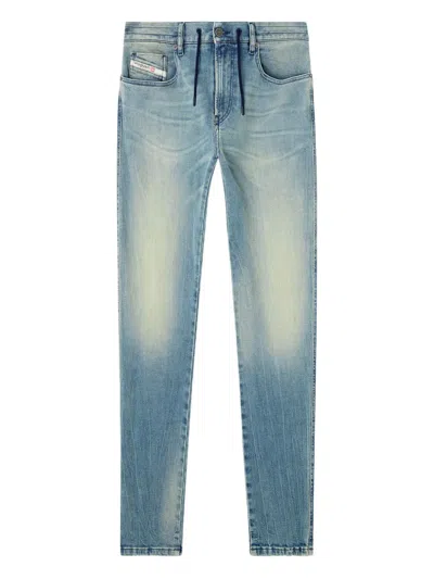 Diesel Medium Blue Slim-fit Denim Jeans With Classic Five-pocket Design
