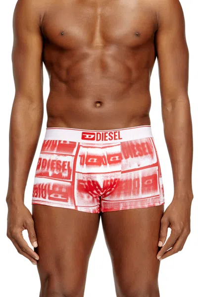 Diesel 3-pack Boxer Briefs In Stretch Cotton In Red