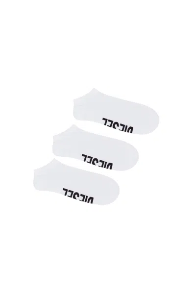 Diesel 3-pack Low-cut Logo Instep Socks In White