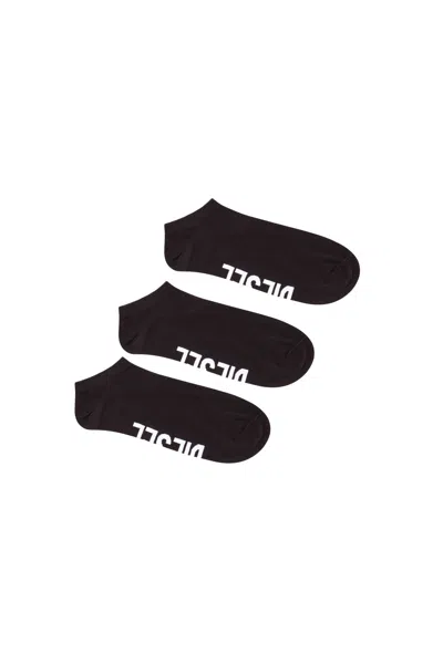 Diesel 3-pack Low-cut Logo Instep Socks In Black