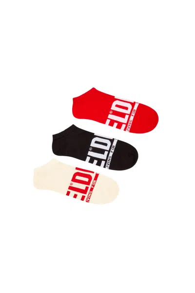 Diesel 3-pack Low-cut Logo Socks In Multicolor