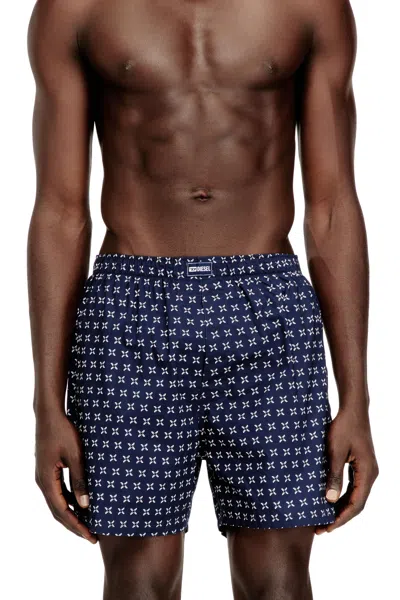 Diesel 3-pack Of Cotton Boxers With All-over Print In Blue