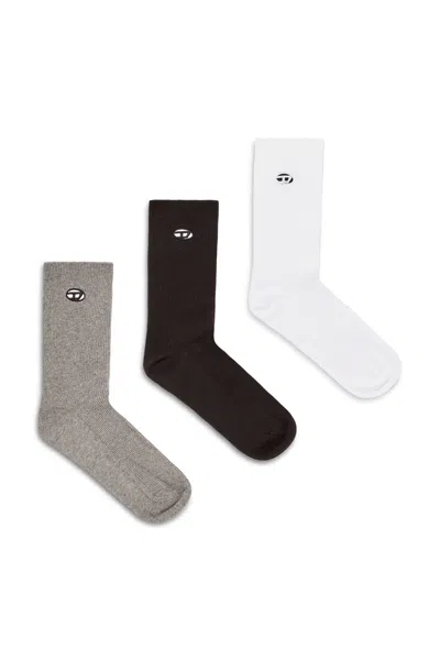 Diesel 3-pack Of Cotton Socks With Oval D Embroidery In Black