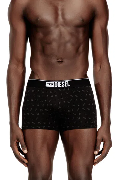 Diesel 3-pack Of Jacquard Stretch Cotton Boxers In Black