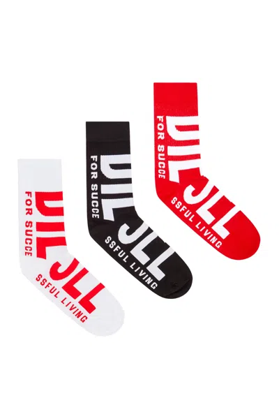 Diesel 3-pack Of Maxi Logo Socks In Multicolor