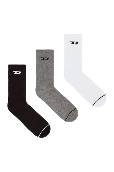 Diesel 3-pack Of Ribbed Socks With D Logo In Multicolor