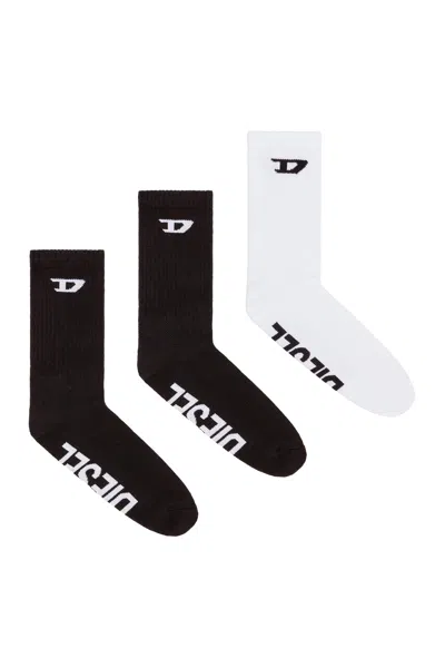 Diesel 3-pack Of Ribbed Socks With D Logo In Multicolor