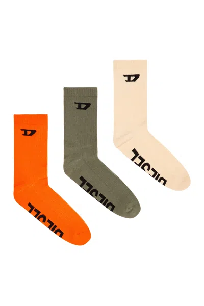 Diesel 3-pack Of Ribbed Socks With D Logo In Multicolor