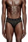 Diesel 3-pack Stretch Cotton Briefs With Bandana Print In Black
