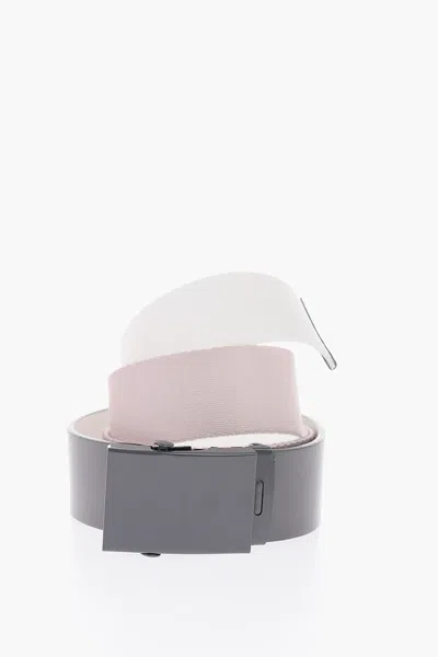 Diesel 30mm Fabric Belt With Faux Leather Detail In Grey
