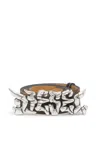 Diesel 3.5cm Treated Leather Belt With Graffiti Buckle In Multi