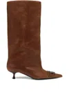 Diesel D-venus-knee-high Boots In Oiled Leather In Brown