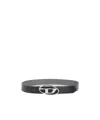 Diesel Reversible Logo Belt Adjustable Fit Metal Buckle In Black