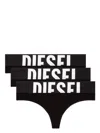 Diesel Logo Thong Briefs 3 Pack In Black