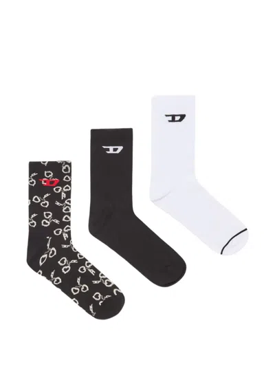Diesel 3-pack Socks With Handcuff Motif In Multi