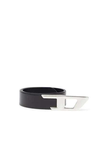 Diesel 4 Cm Ceinture En Cuir Avec Boucle D En Métal In Black