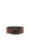 Diesel 4 Cm Pull-up Leather Belt With Jewel Buckle In Brown