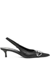 Diesel Venus Leather Slingback Pumps Kitten Heel In Black