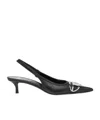Diesel Venus Leather Slingback Pumps Kitten Heel In Black