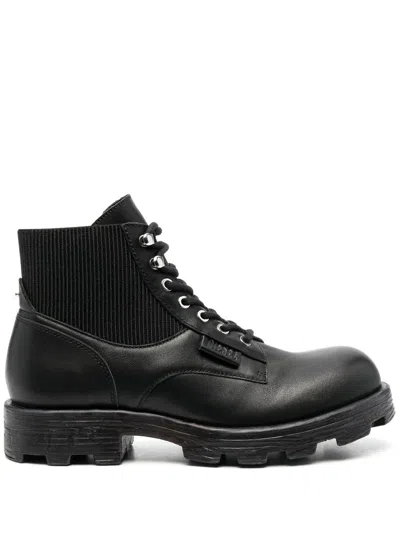 Diesel 40mm Leather Combat Boots In T8013