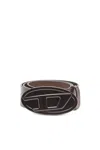 Diesel 4cm Leather Belt With Glossy Oval D Buckle