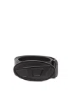Diesel 4cm Leather Belt With Oval D Plaque In Black