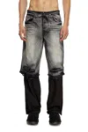 Diesel 5-pocket Pants With Layered Leg In Black