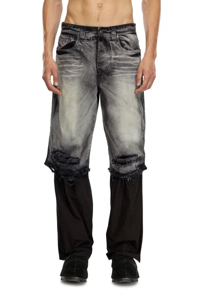 Diesel 5-pocket Pants With Layered Leg In Black