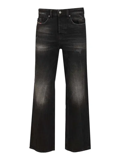 Diesel 5 Pocket Wide Leg Denim Jeans Light Blue In Black