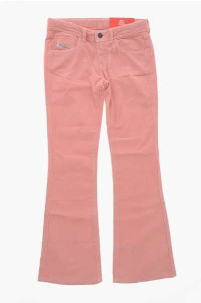 Diesel Kids' 5-pocketed Ebbey Corduroy Bootcut Pants In Pink