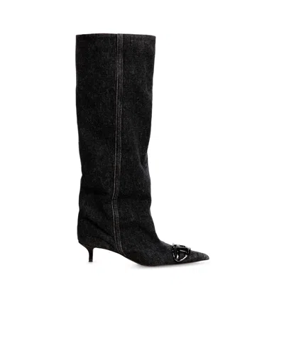 Diesel 50mm D-venus Logo-detail Boots In Black