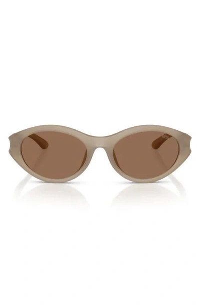 Diesel ® 53mm Oval Sunglasses In Opal Transpar Grey/dark Brown