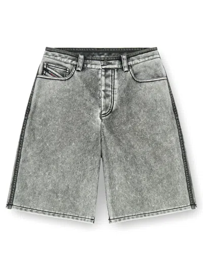 Diesel 5-pocket Bermuda Shorts With Faded Denim Effect In Grigio