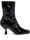 Diesel D-amber-ankle Boots In Patent Stretch Pu In Black