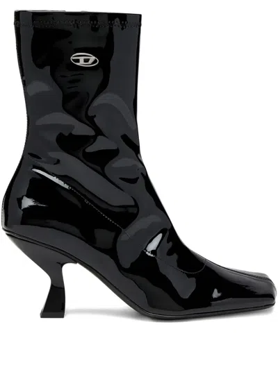 DIESEL 75MM AMBER LOGO-PLAQUE ANKLE BOOTS