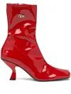 Diesel D-amber-ankle Boots In Patent Stretch Pu In Red